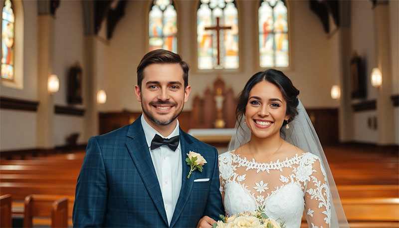 Christian couple at the church