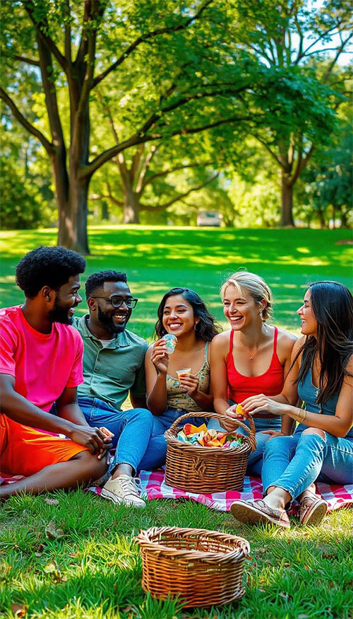 5 friends at the park